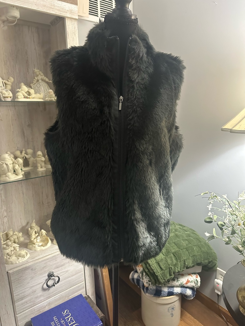 Atmosphere Black Faux Fur Zip Vest